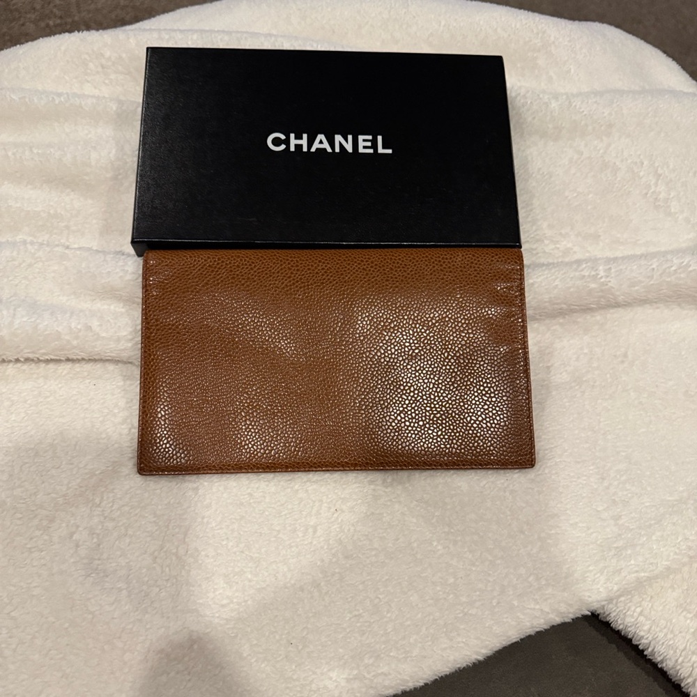 CHANEL Authentic Tan Leather Card Holder